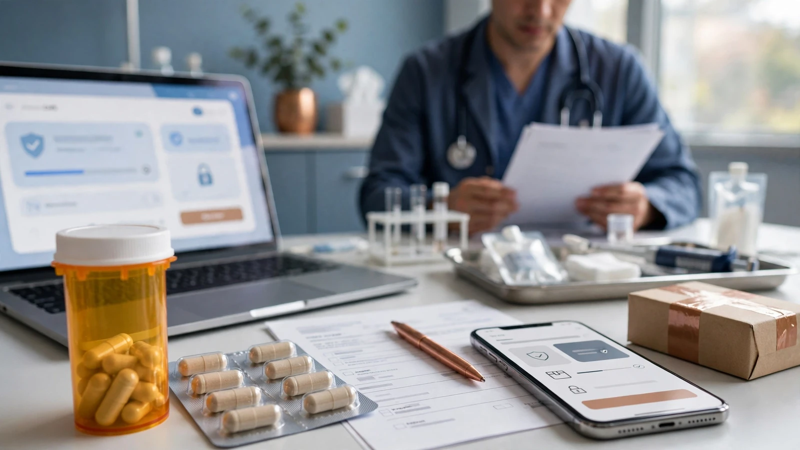 A diagnosis-first medication review pairs symptom history with examination and testing before any antibiotic decision.
