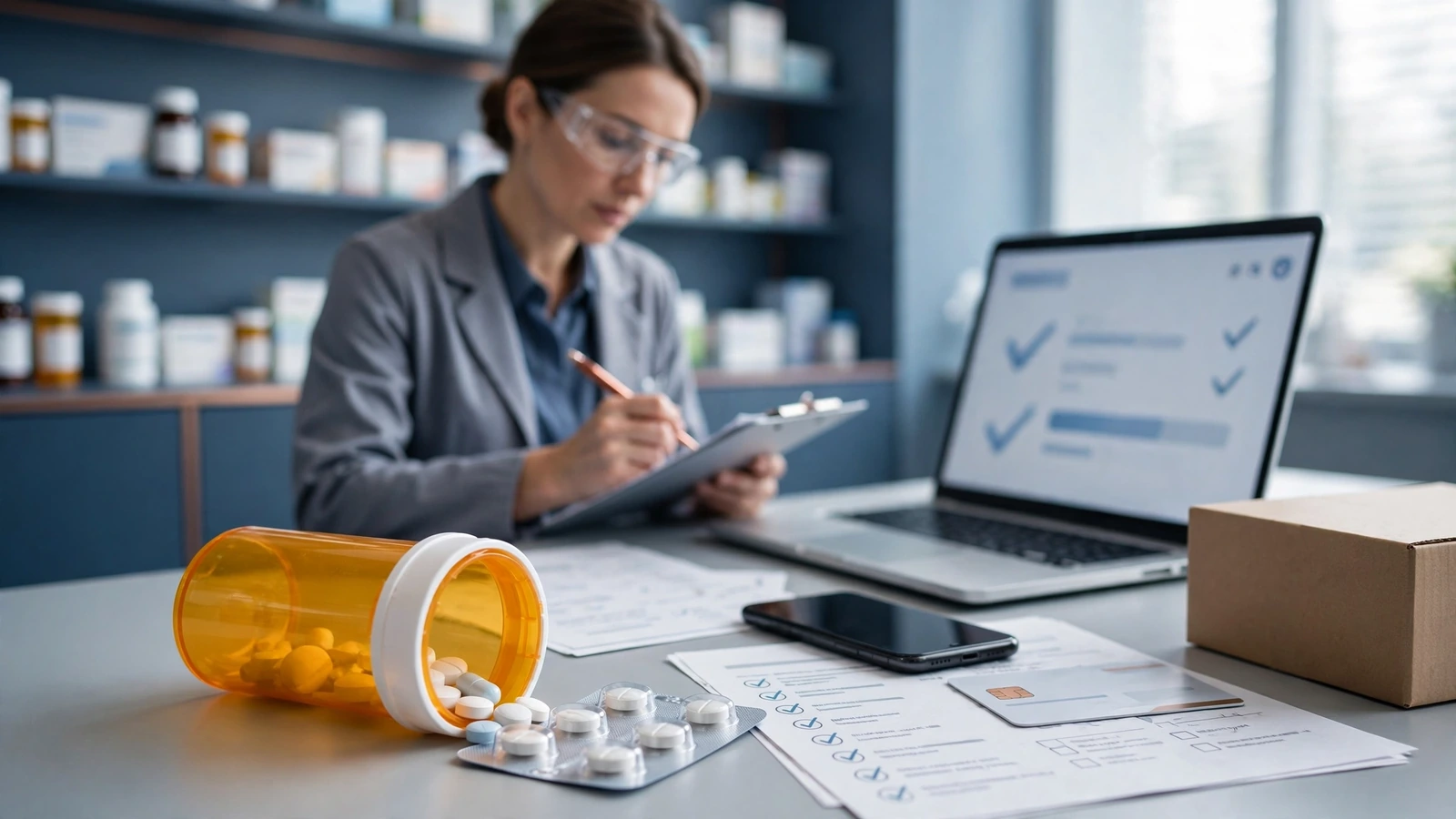 Pharmacist reviewing furosemide interactions and over the counter medicines