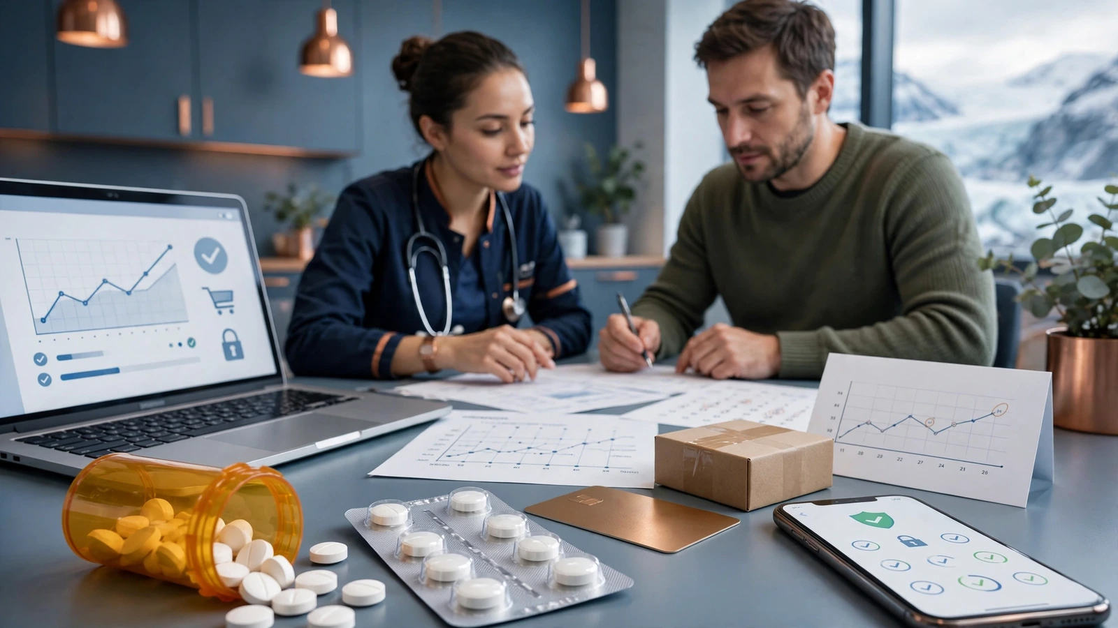 Clinician reviewing an adult sertraline prescription plan and follow-up records