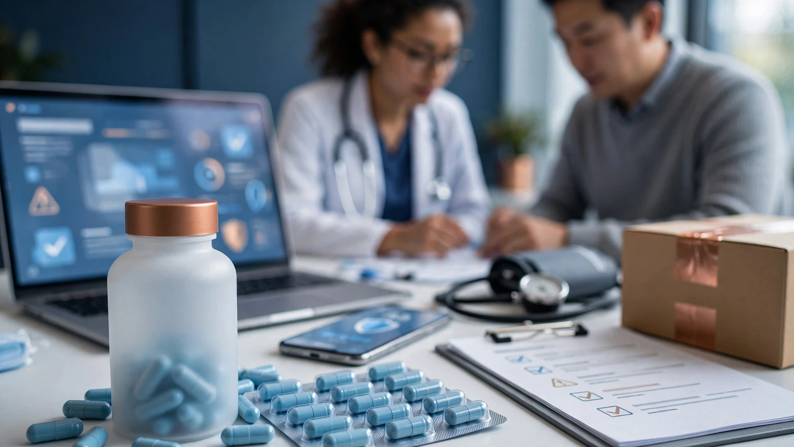 Medication and blood-pressure review for tadalafil safety and interactions