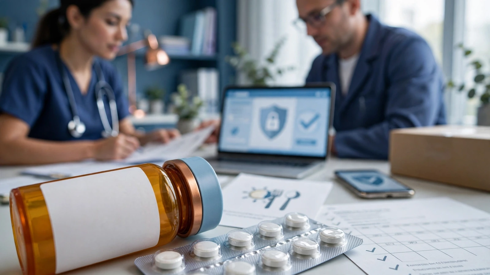 Trazodone treatment plan showing evaluation, pharmacy and follow-up milestones