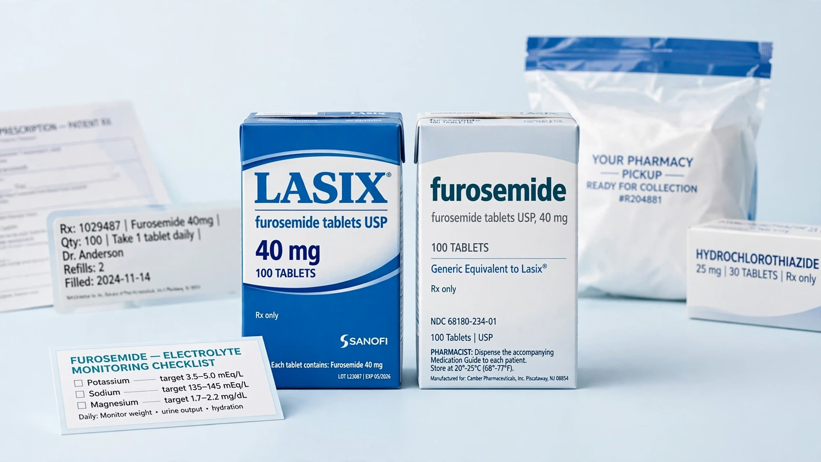 Lasix and furosemide pharmacy packaging for Furosemide Electrolyte Monitoring and Symptoms