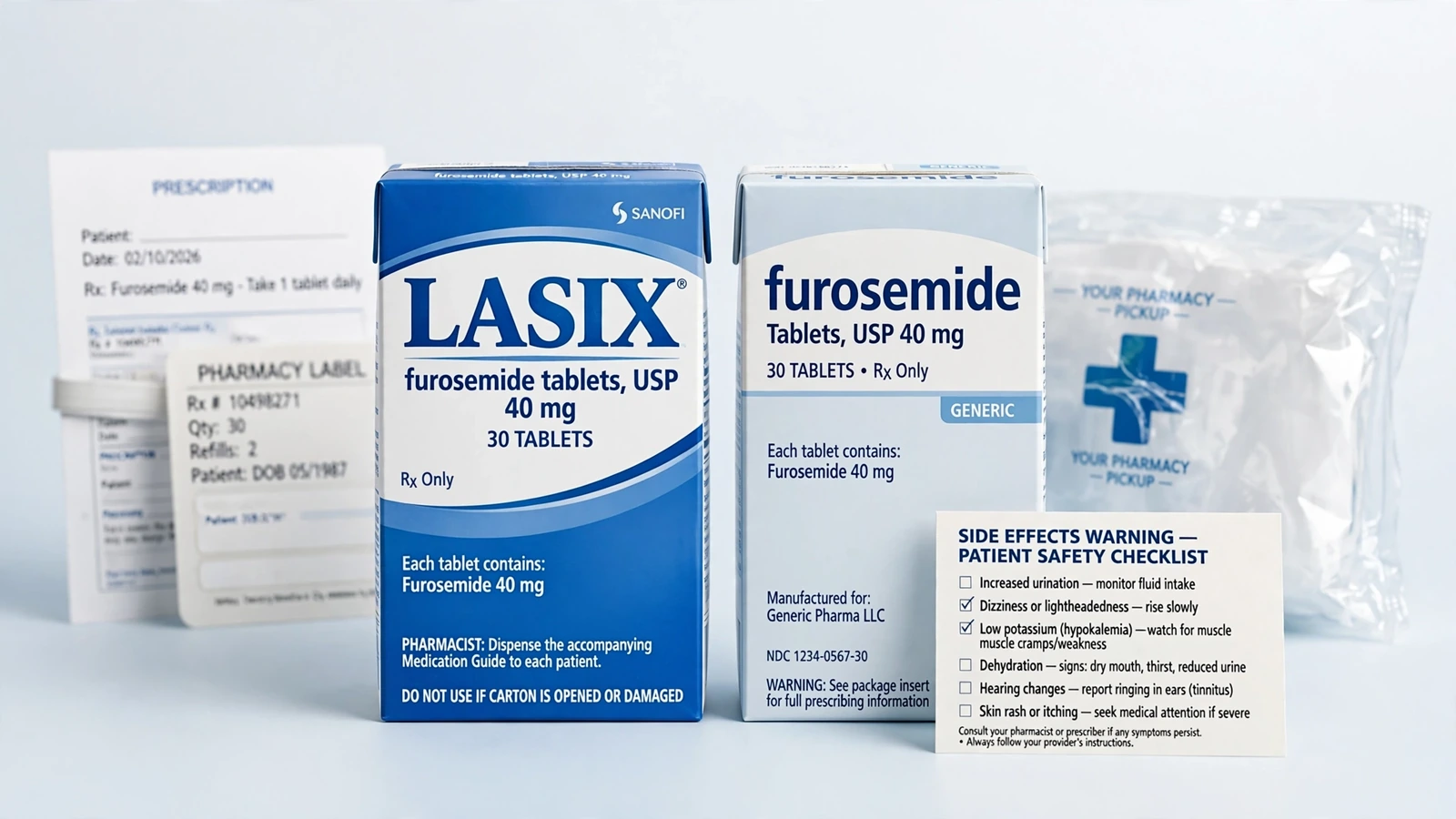 Lasix and furosemide pharmacy packaging for Furosemide Side Effects and Warning Signs