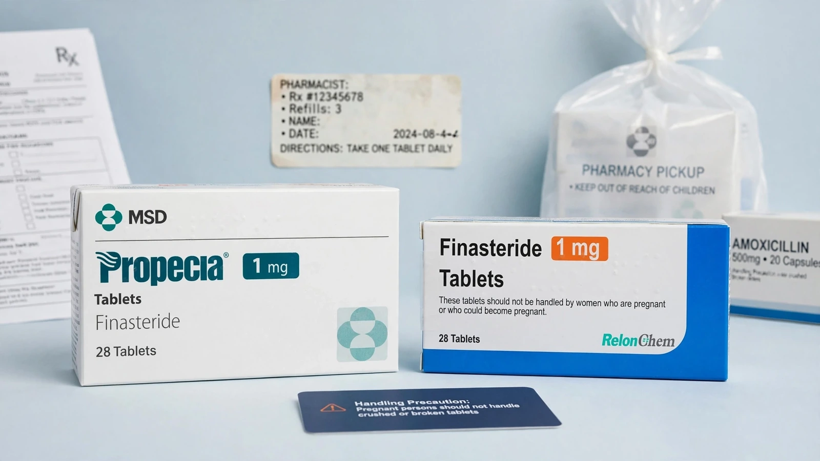 Propecia and finasteride pharmacy packaging for Finasteride Pregnancy Precautions and Safe Tablet Handling