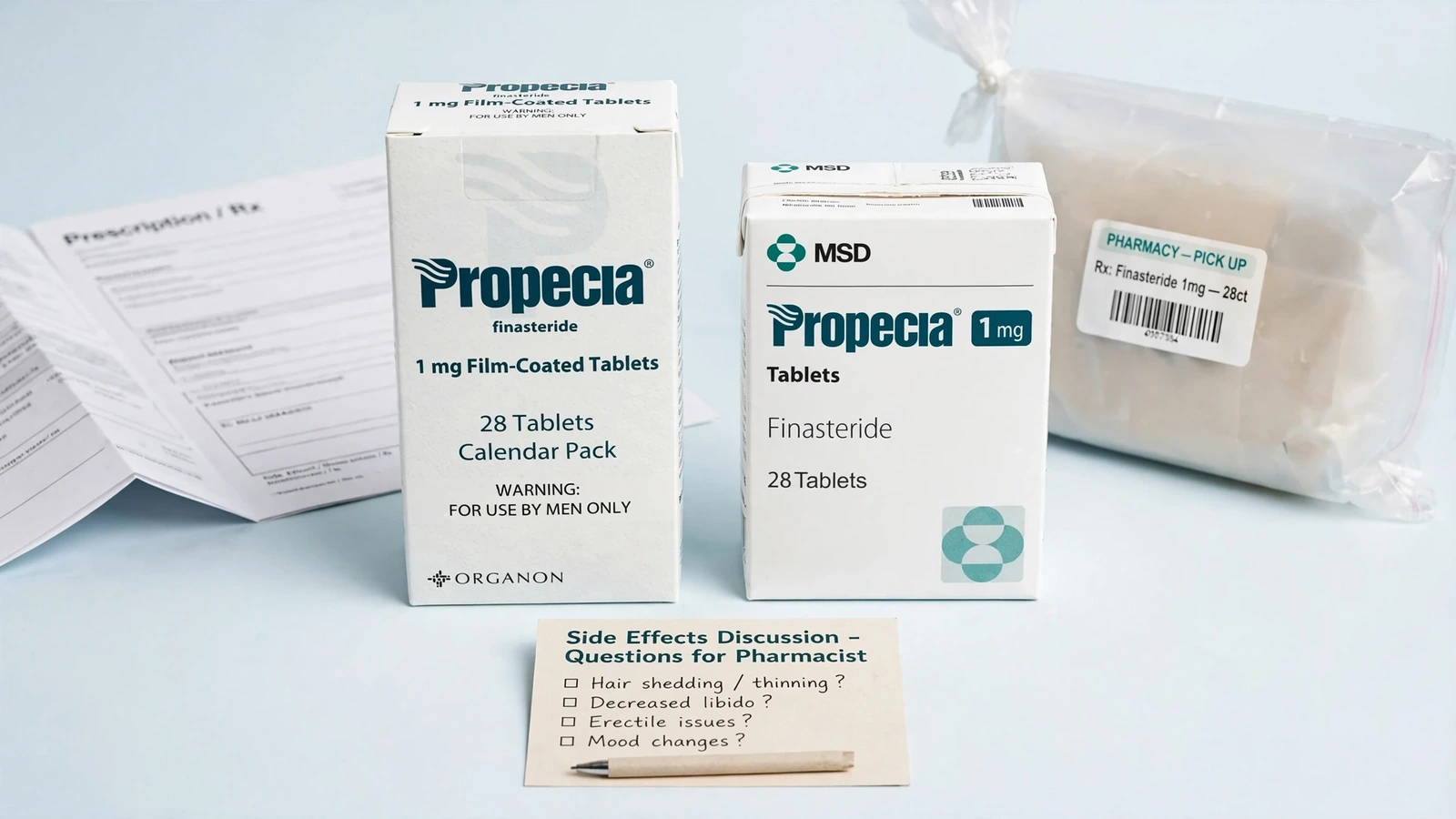 Propecia and finasteride pharmacy packaging for Finasteride and Sexual Side Effects: A Clinician Discussion Guide
