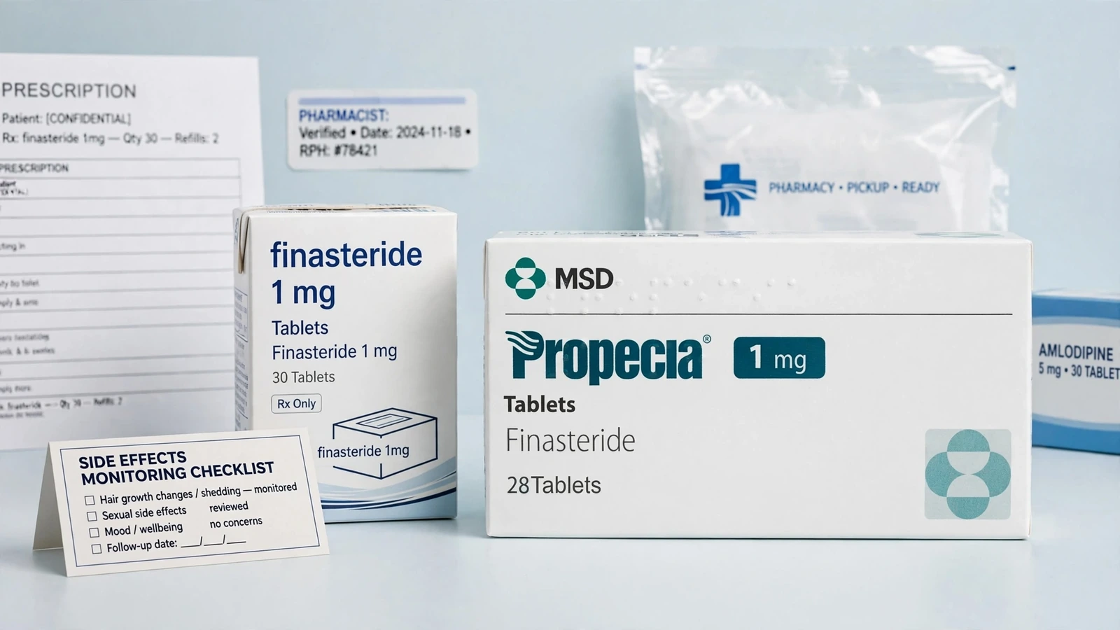 Propecia and finasteride pharmacy packaging for Finasteride Side Effects: What to Record and Report