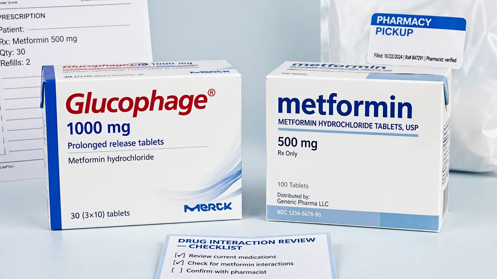 Glucophage and metformin pharmacy packaging for Metformin Drug Interactions Beyond a Name Search
