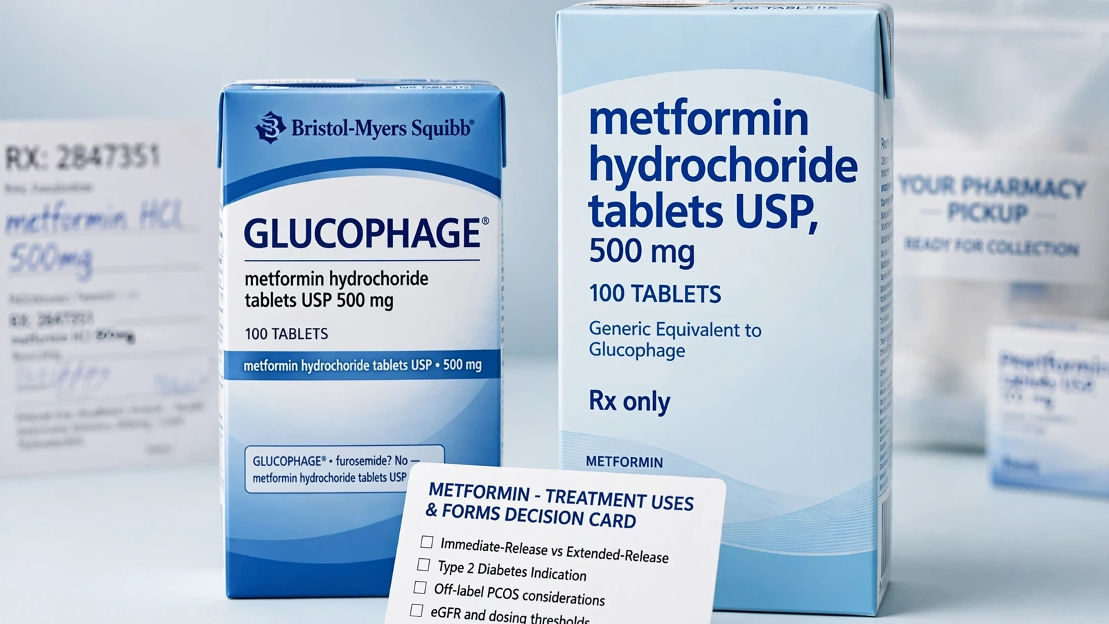Glucophage and metformin pharmacy packaging for Metformin Treatment Decisions for Type 2 Diabetes