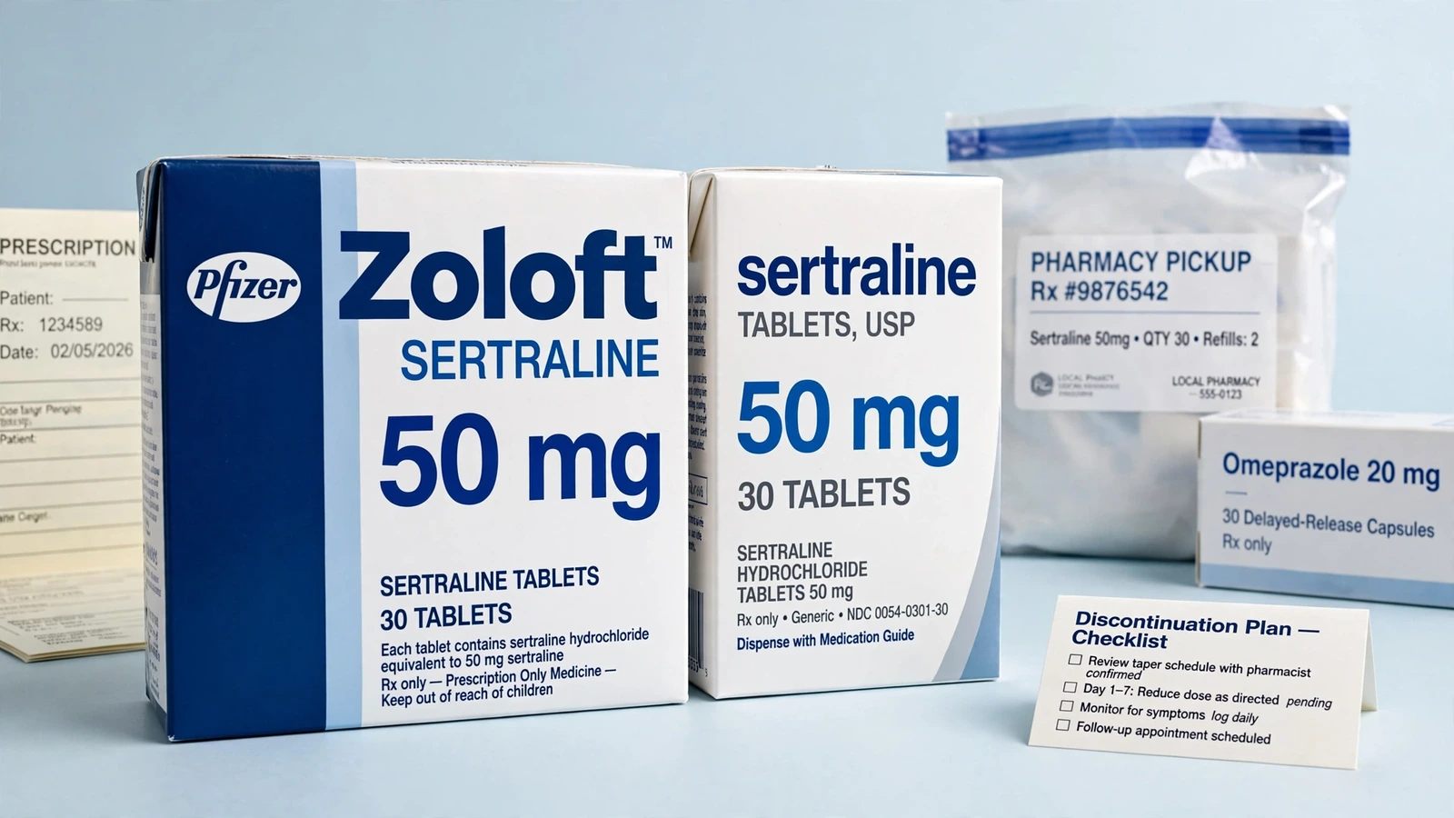 Zoloft and sertraline pharmacy packaging for Stopping Sertraline: Why a Clinician-Guided Plan Matters