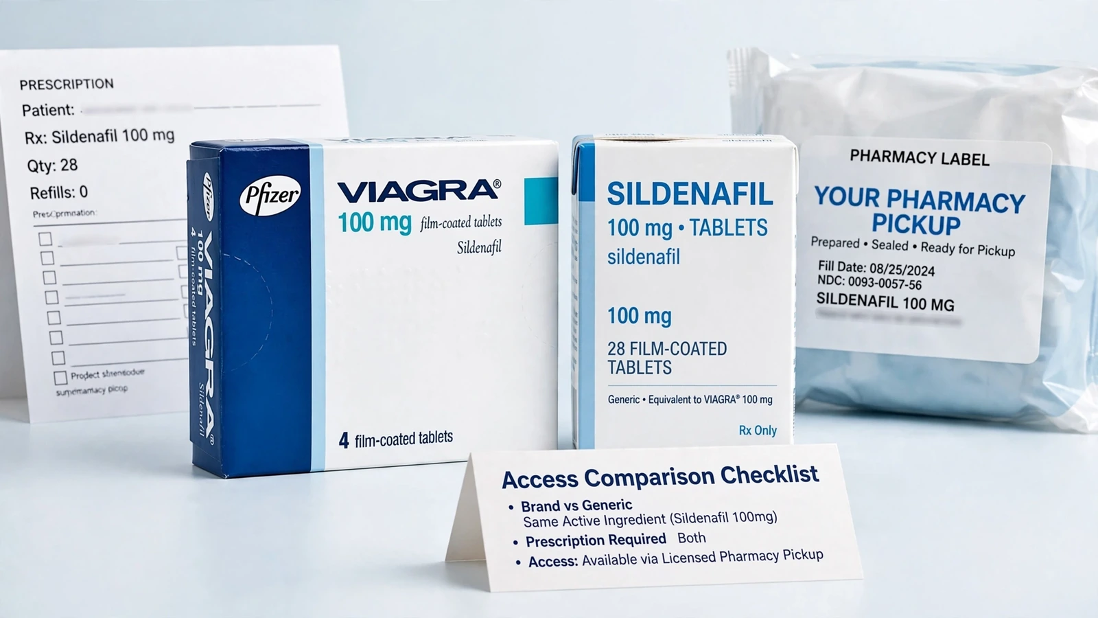 Viagra and sildenafil pharmacy packaging for Sildenafil Cost, Pharmacy Safety, and Alternatives