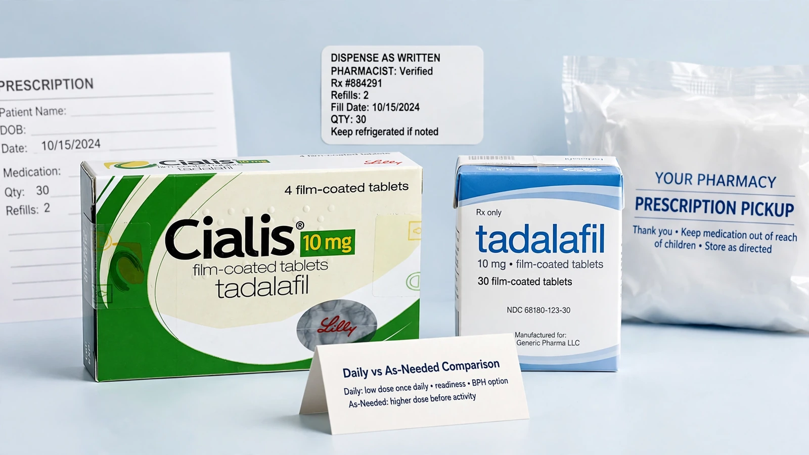 Cialis and tadalafil pharmacy packaging for Tadalafil Daily vs As Needed: The Clinical Tradeoffs