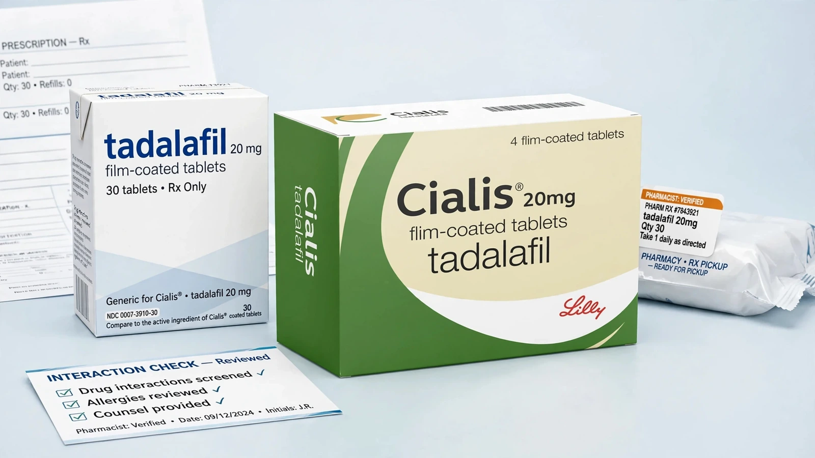 Cialis and tadalafil pharmacy packaging for Tadalafil Interactions: Nitrates, Alcohol, and More