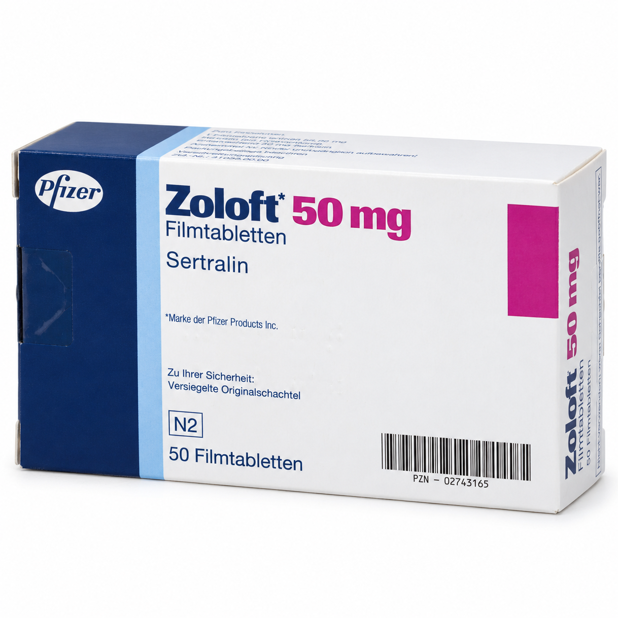 Sertraline (Zoloft) illustrative medication packaging